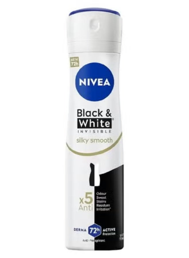 Nivea Antiperspirant Spray For Women Black & White Invisible Silky Smooth Shaving 150 Ml - Package may vary - Image 1